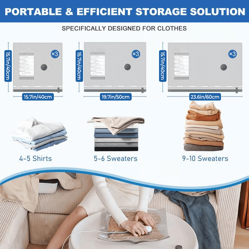 ✨️BEPERKTE UITVERKOOP 50% KORTING✨️9-pack lichtgewicht reistassen met USB-elektrische pomp