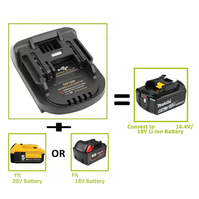 Lithium Accu Adapter voor 18V gereedschappen - Hoog rendement, universele compatibiliteit, eenvoudige installatie