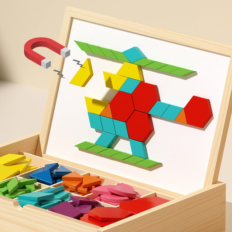 🎁Vroege kerstuitverkoop 56% KORTING🔥Houten magnetische patroonblokkenpuzzel set🧩