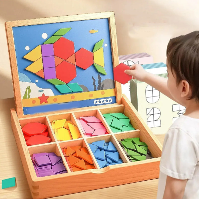 🎁Vroege kerstuitverkoop 56% KORTING🔥Houten magnetische patroonblokkenpuzzel set🧩
