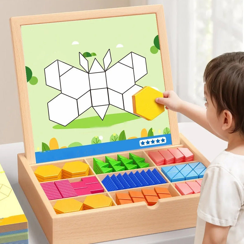 🎁Vroege kerstuitverkoop 56% KORTING🔥Houten magnetische patroonblokkenpuzzel set🧩
