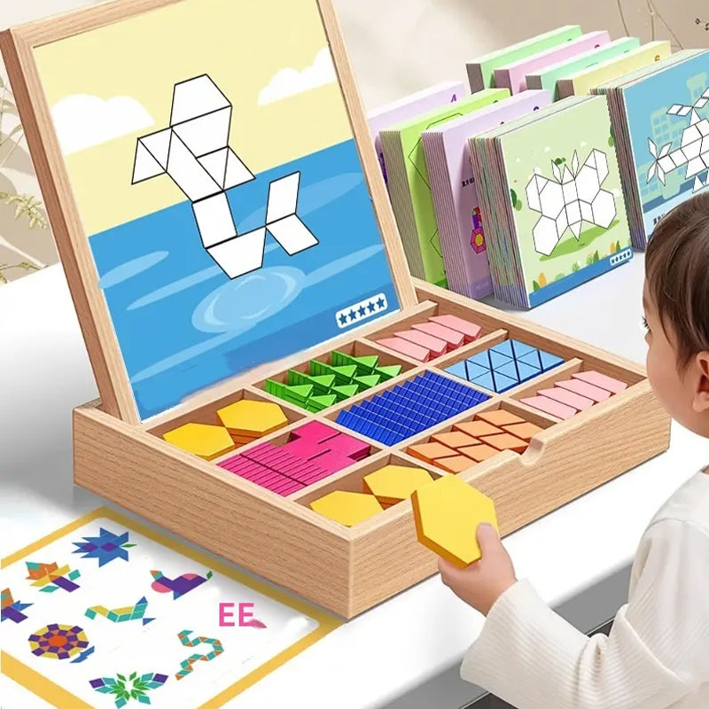 🎁Vroege kerstuitverkoop 56% KORTING🔥Houten magnetische patroonblokkenpuzzel set🧩