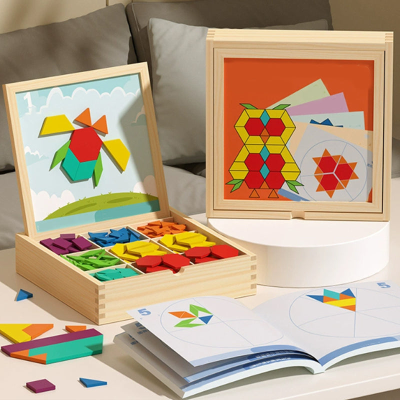 🎁Vroege kerstuitverkoop 56% KORTING🔥Houten magnetische patroonblokkenpuzzel set🧩