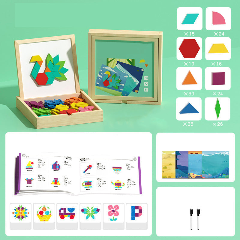 🎁Vroege kerstuitverkoop 56% KORTING🔥Houten magnetische patroonblokkenpuzzel set🧩