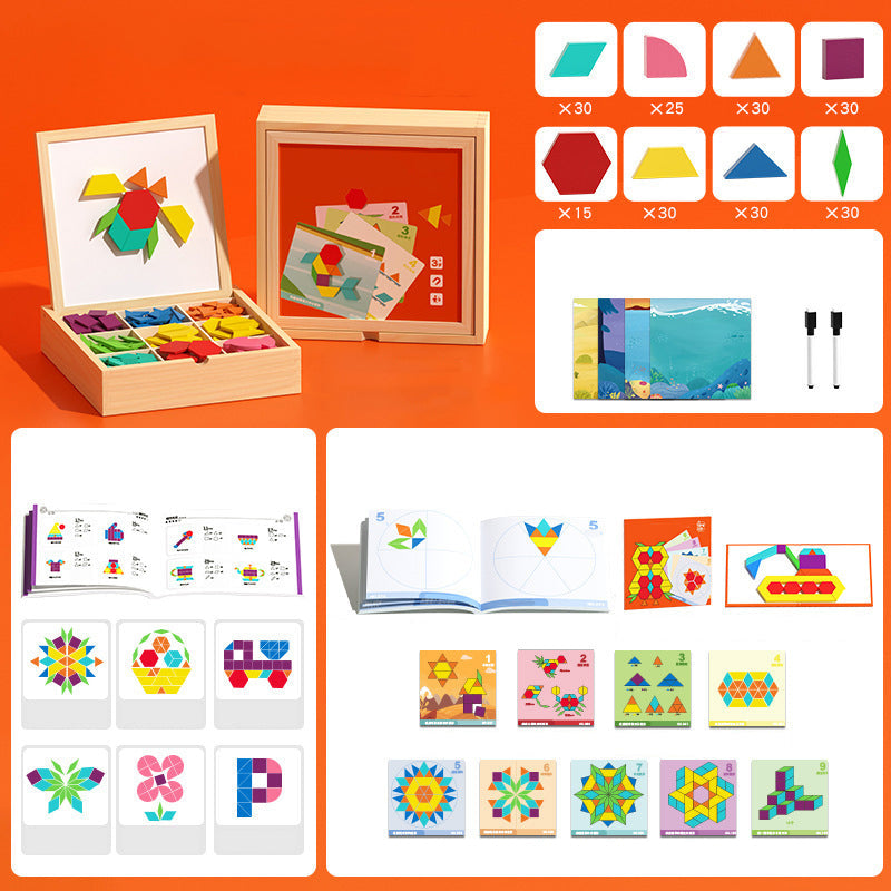 🎁Vroege kerstuitverkoop 56% KORTING🔥Houten magnetische patroonblokkenpuzzel set🧩