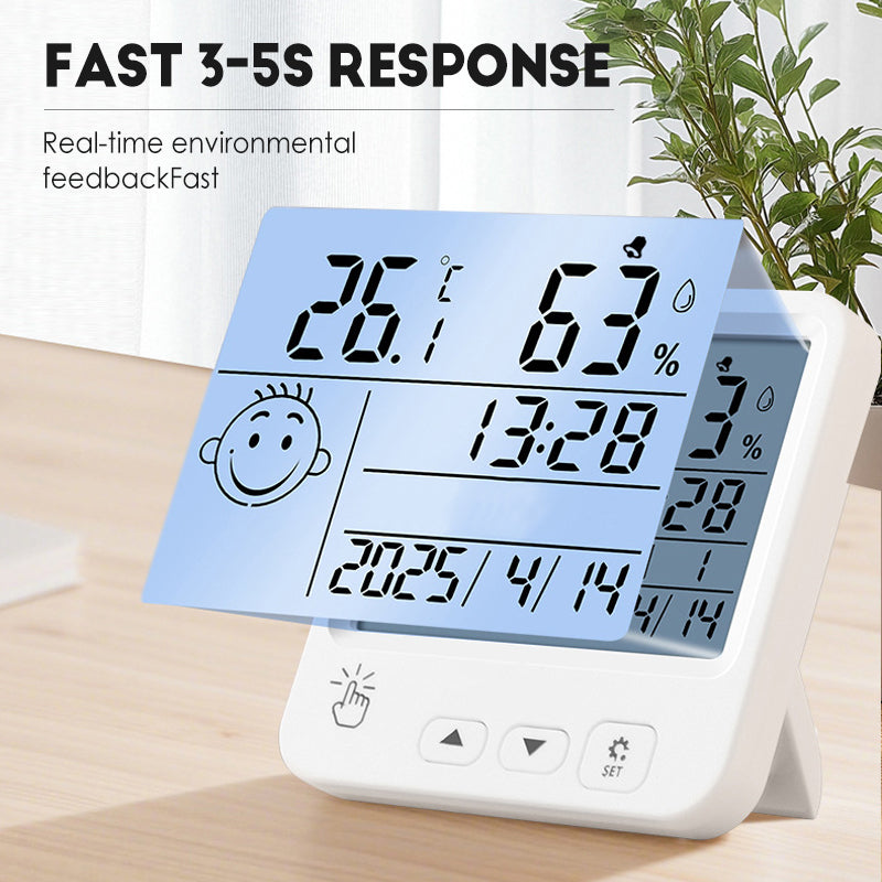 Slimme digitale bureaubladhygrometer-thermometer