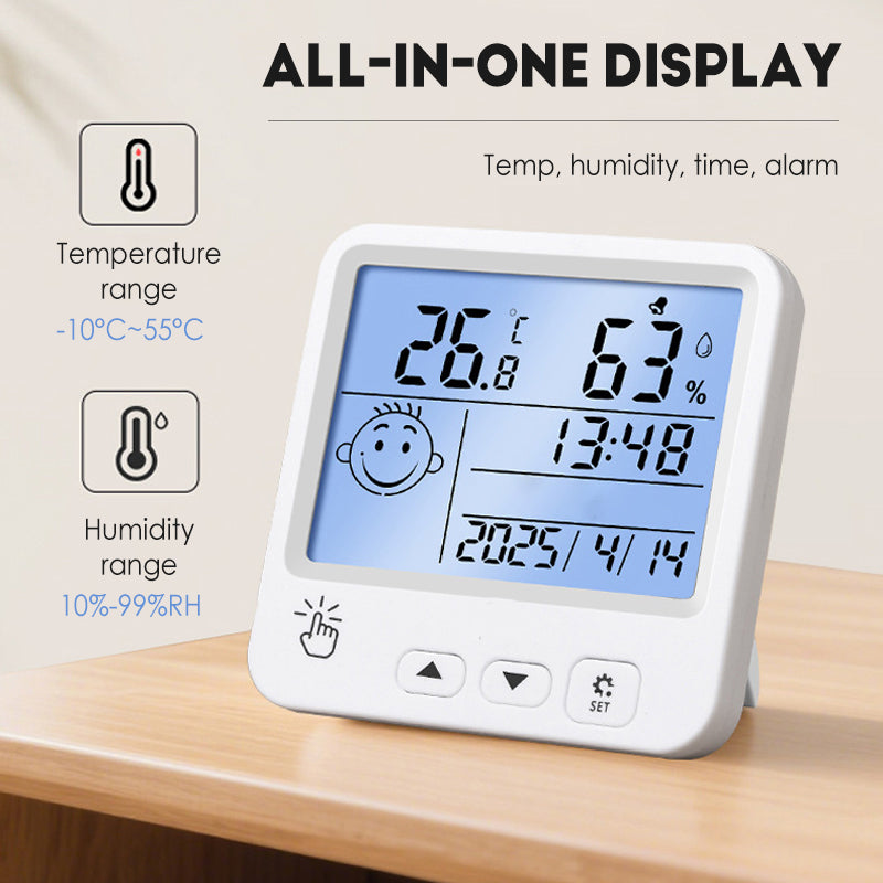 Slimme digitale bureaubladhygrometer-thermometer