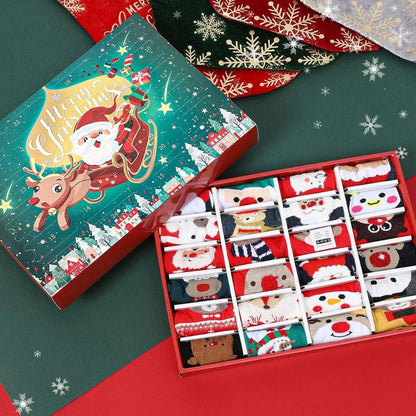 🔥 50% KORTING ! ✨ Kerst Sokken Adventskalender - 24 Dagen Verrassing, Zachte Warmte, Feestelijk Traditie 🎄🧦