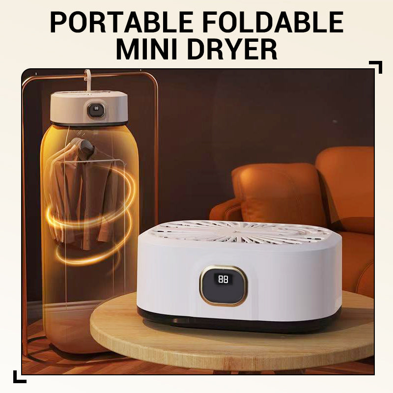 📦☀️ Draagbare Opvouwbare Mini Droger – 360° Hete Lucht Drogen, Grote Capaciteit & Reinigende Kracht（Perfect voor Reizen & Appartementen!）