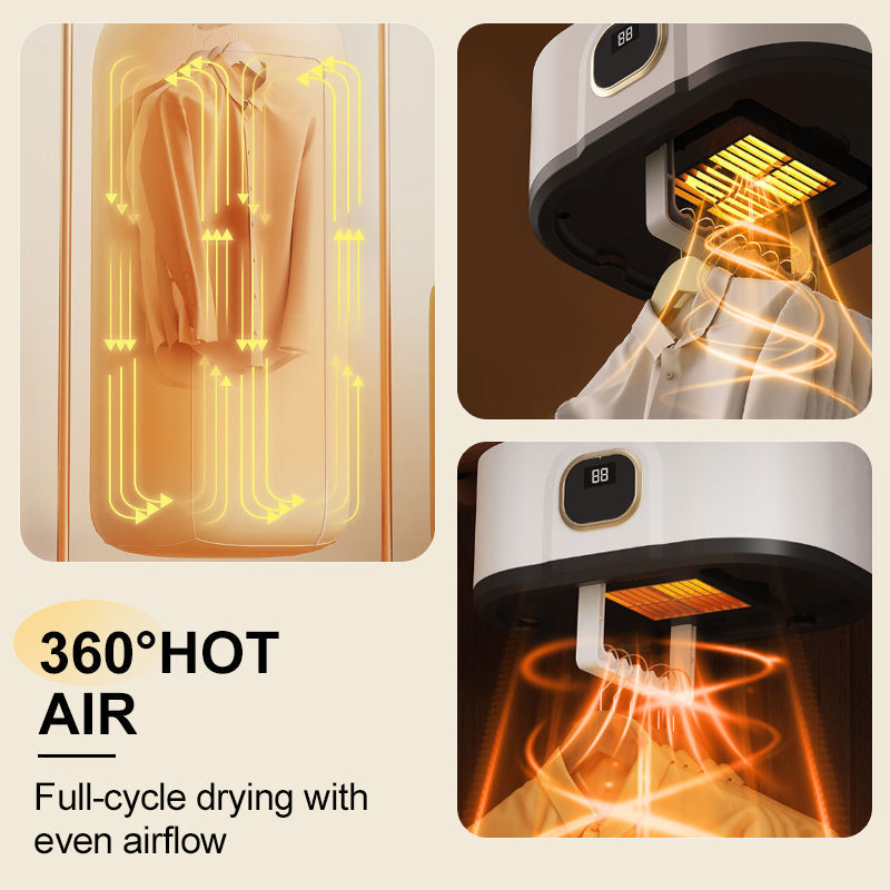 📦☀️ Draagbare Opvouwbare Mini Droger – 360° Hete Lucht Drogen, Grote Capaciteit & Reinigende Kracht（Perfect voor Reizen & Appartementen!）