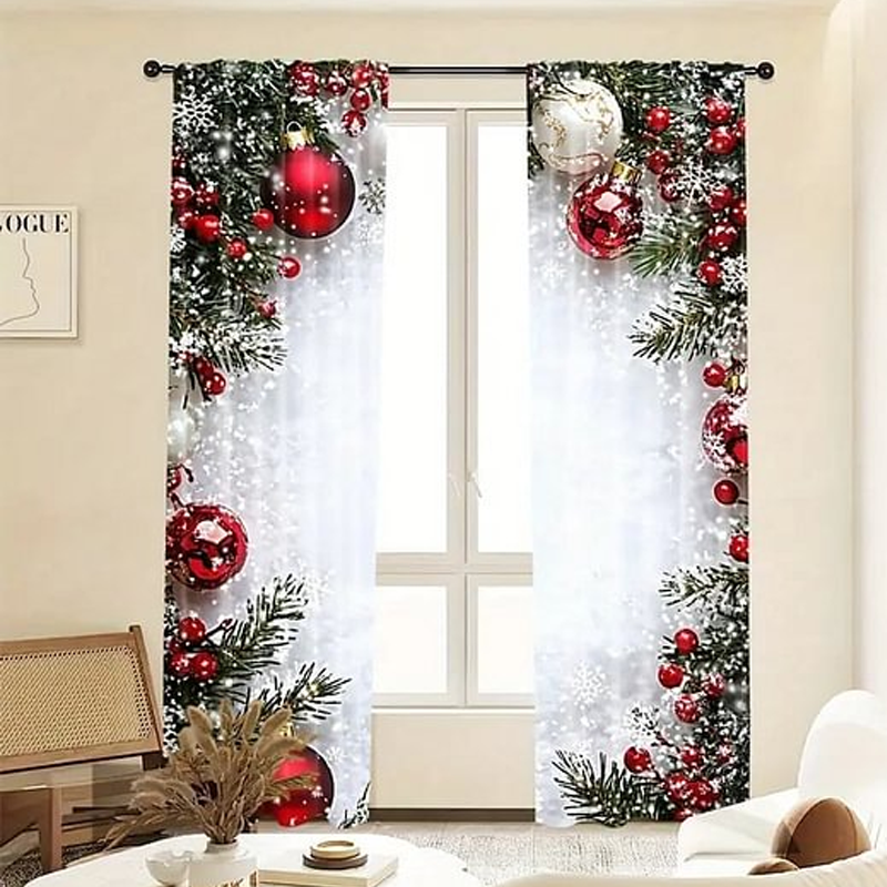 Kerstmis-raamgordijnen 2-delige set voor de woondecoratie