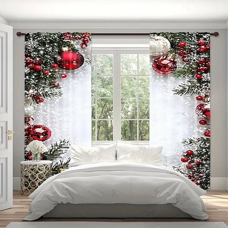 Kerstmis-raamgordijnen 2-delige set voor de woondecoratie