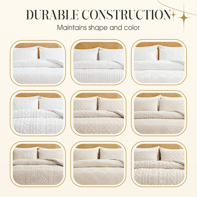 3-Piece Cutwork Tufted Bedding Set