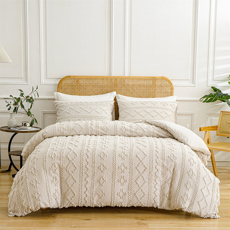 3-Piece Cutwork Tufted Bedding Set