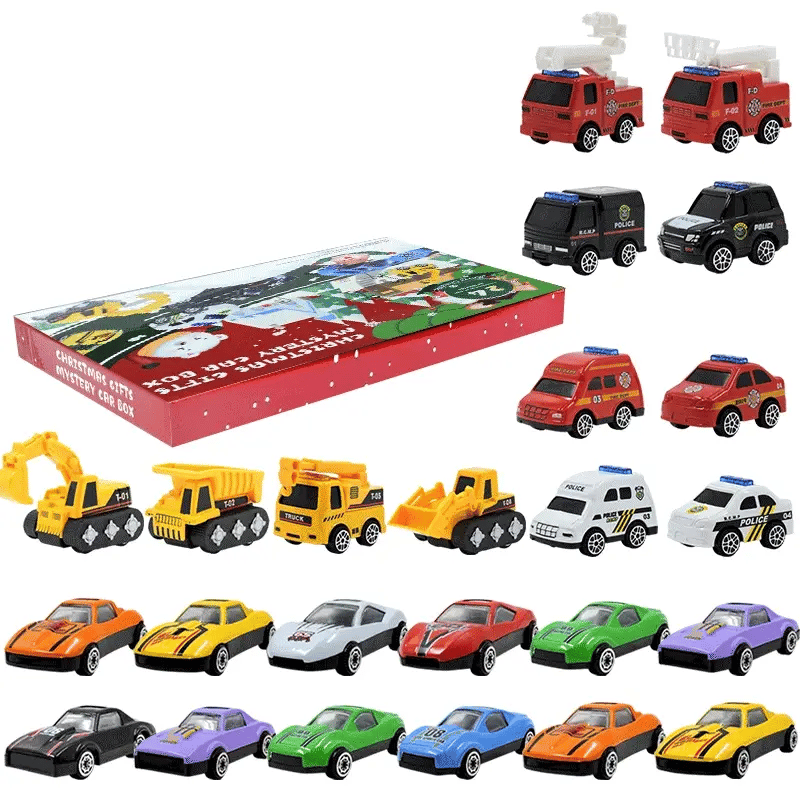 🎁🚗 50% KORTING! 24 dagen kerstmagie voor kleine bouwers – 9 metalen constructiewagens, 3 sportauto's, 2 helikopters en 11 verkeersborden. Adventskalender die spelen en leren combineert!