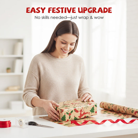 Vintage Kerst Kraftpapier voor Cadeaus & Knutselwerk