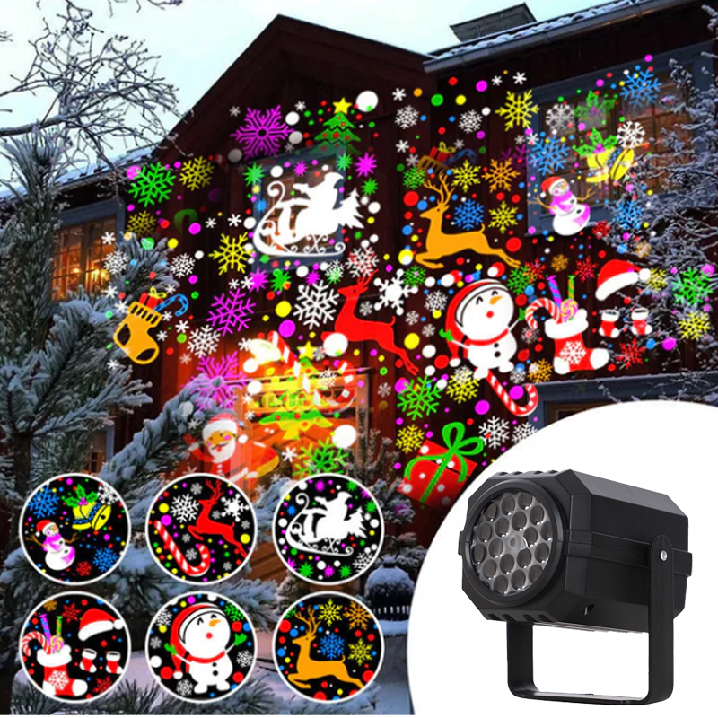 🎅50% KORTING! Roterende LED-Kerstpatroonprojectorlamp – 16 Feestelijke Patronen & Dynamisch Effect 🎄✨