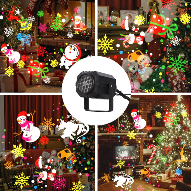 🎅50% KORTING! Roterende LED-Kerstpatroonprojectorlamp – 16 Feestelijke Patronen & Dynamisch Effect 🎄✨