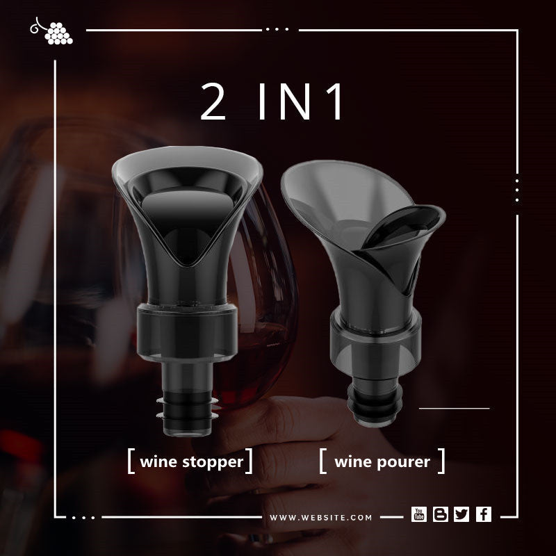 🍷 Direct Schenken Zónder te Verwijderen – 2-in-1 Wijnstopper | 50% Korting