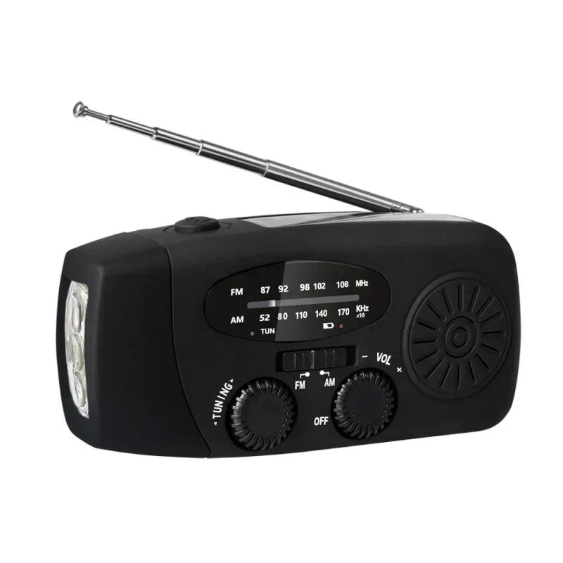 ⏳ Tijdelijke aanbieding⏳ 🚨📻 50% KORTING! Nooit meer zonder stroom, licht of weerwaarschuwingen bij een storm – deze draagbare noodradio op zonne-energie is radio, powerbank én zaklamp in één. Handzwengel, USB & zonne-energie!