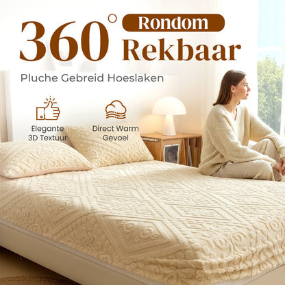 🛏️ Bespaar 50%! ✨ 360° Pluche Gebreid Hoeslaken – Rondom elastisch & heerlijk zacht ✨