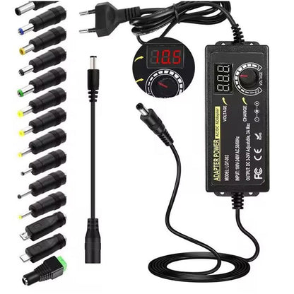 Instelbare universele AC/DC-voedingsadapter 3–24V 3A
