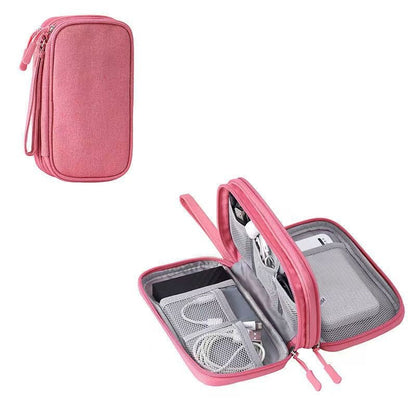 Portable Double-Layer Electronics Organizer Travel Bag
