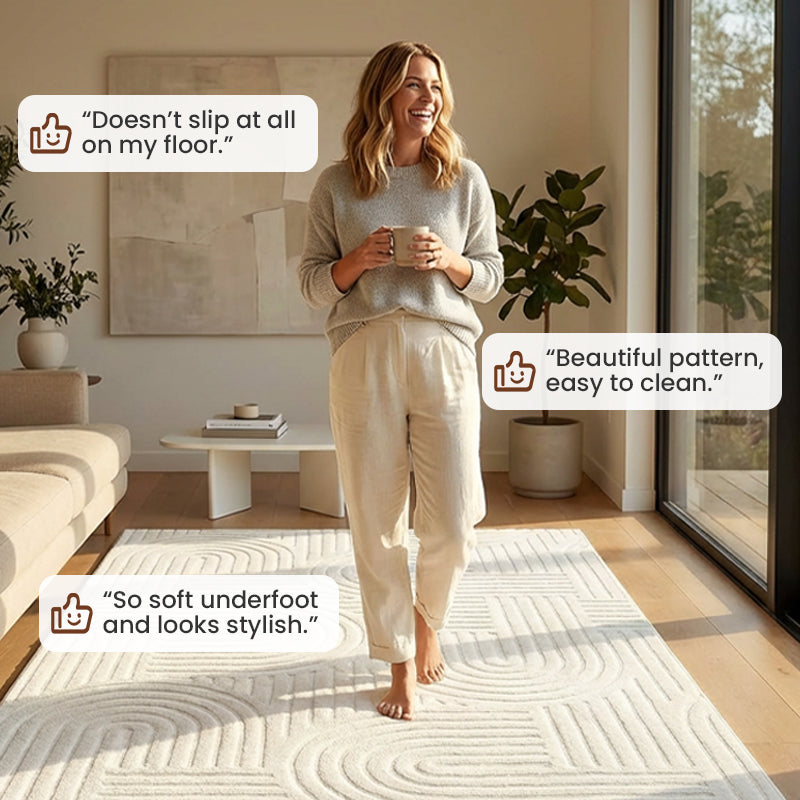 🛋️ TOPAANBIEDING! ⚡ Zacht vloerkleed met boogpatroon – ultrazacht & pluizig, modern boogdesign, antislip onderkant, wasbaar & ideaal voor woonkamer en slaapkamer ✨