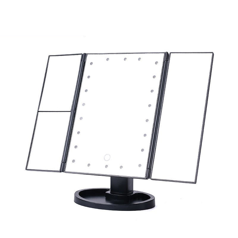 Drievoudige make-upspiegel met verlichting