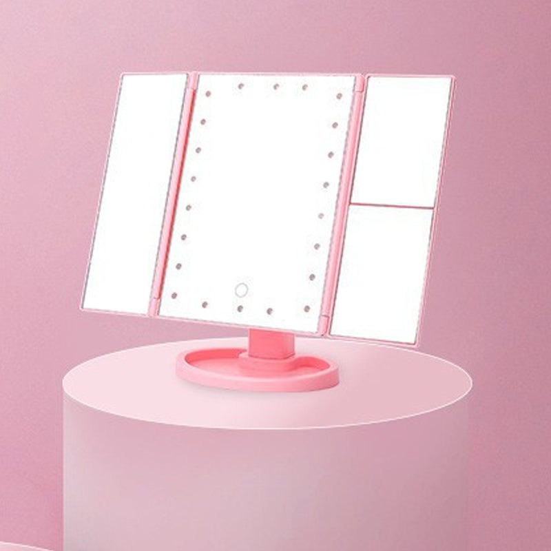 Drievoudige make-upspiegel met verlichting