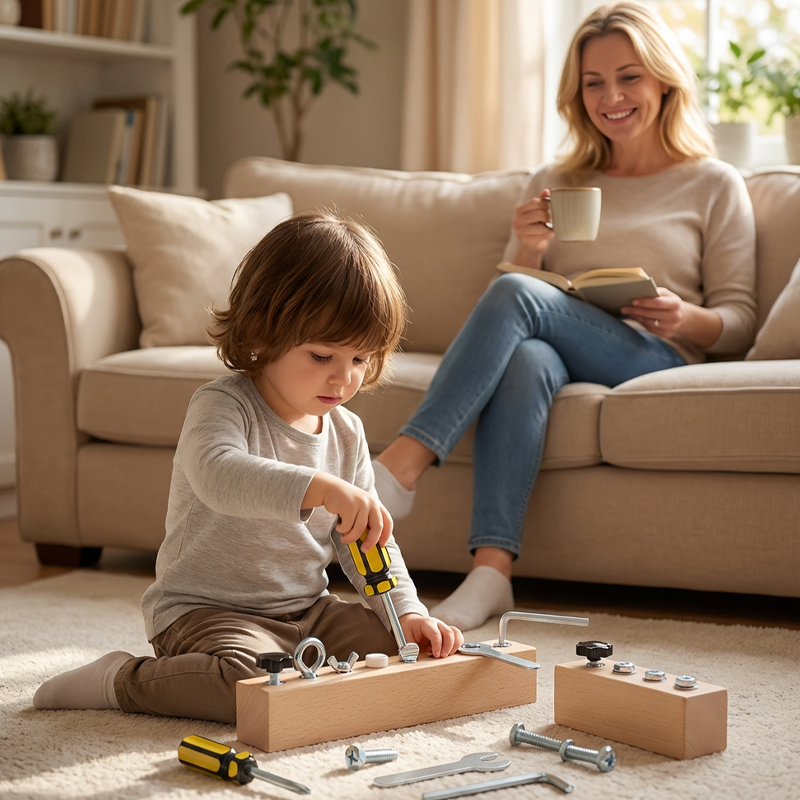 Houten Montessori Schroefbord met Schroevendraaier