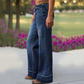 🎉Nieuwjaars Cadeau 50% KORTING!👖Retro Flare Jeans Dames – Slank Effect, Comfortabele Stretch & Utilitaire Zakken!