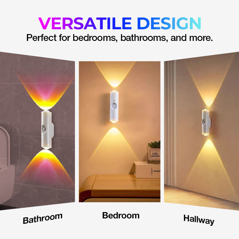 Slim LED-nachtlampje met bewegingssensor – dimbare RGB-kleurveranderende wandlamp – USB-oplaadbaar – gradiënt – magnetisch en plakbaar – sfeerverlichting voor slaapkamer, gang en entree – interieurdecoratie accessoires