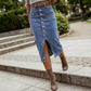 🔈🔈NU 60% KORTING👗Denim rok met hoge taille en knoopsluiting aan de voorkant