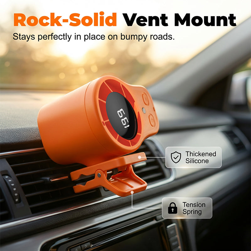 🚗💨50% KORTING – Draagbare LED Auto Ventilator | Stil, Krachtig & Directe Verkoeling voor Onderweg ✨