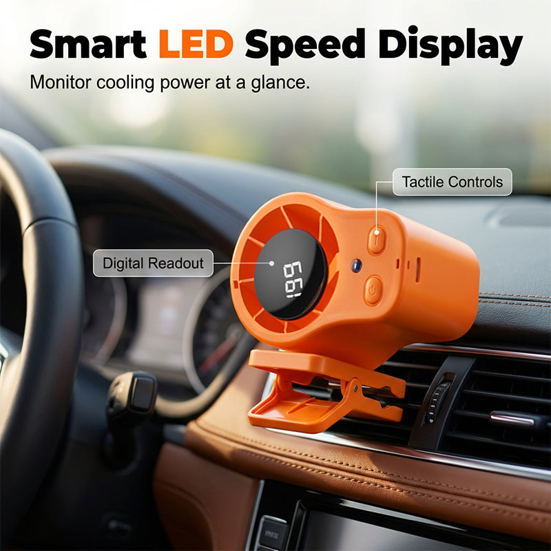 🚗💨50% KORTING – Draagbare LED Auto Ventilator | Stil, Krachtig & Directe Verkoeling voor Onderweg ✨