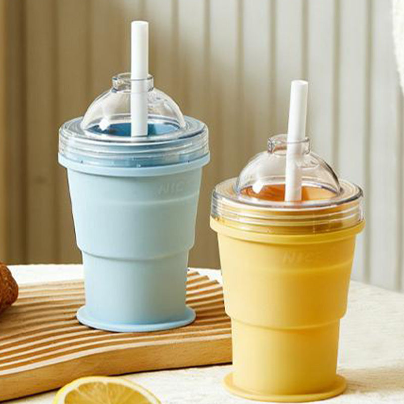 🌞Fris De Lente In Met 50% Korting!🥤2-in-1 Opvouwbare Siliconen IJsbeker | Maakt XL IJsballen voor IJskoffie & Cocktails | Lekvrije Drinkbeker met Rietje (BPA-Vrij)