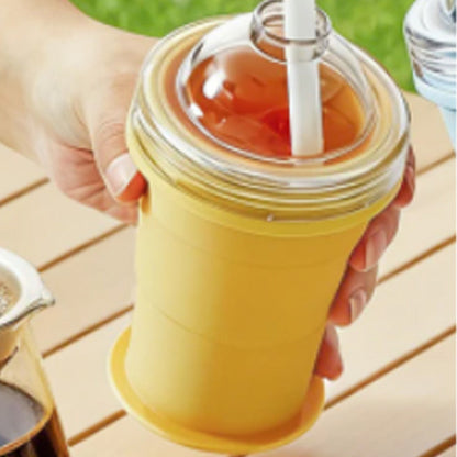 🌞Fris De Lente In Met 50% Korting!🥤2-in-1 Opvouwbare Siliconen IJsbeker | Maakt XL IJsballen voor IJskoffie & Cocktails | Lekvrije Drinkbeker met Rietje (BPA-Vrij)