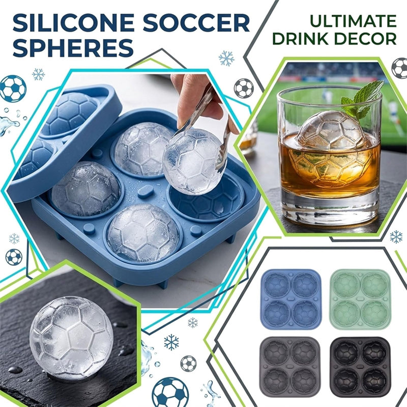 ⚽ 1+1 GRATIS 🔥 Siliconen ijsblokjesvorm – voetbalvorm – perfecte ijsblokjes voor zomerdrankjes & het WK-feest 🧊⚽