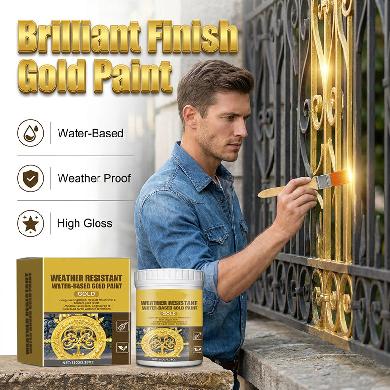 🥳2026 HOT SALE🥳💞50K+ VERKOCHT! 🏠✨ 50% KORTING! Weerbestendige Goudverf – Watergedragen, briljante glans. Veilig voor metaal, hout & steen. Gaat mee met regen of zon! 🖌️💛
