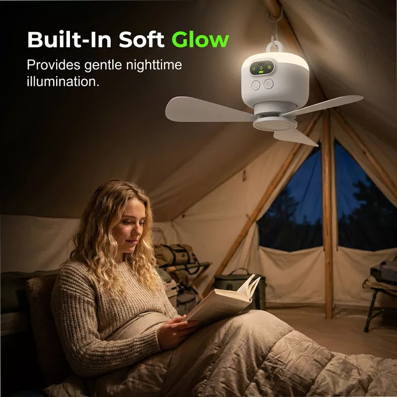 ⏳🔥TIJDELIJK 50% KORTING! 🌬️ Oplaadbare plafondventilator met LED-verlichting – Koel en helder, waar je ook bent ✨