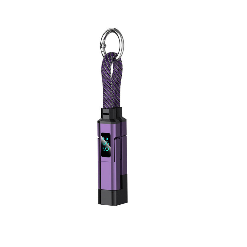 🔌📟 4-in-1 keychain oplaadkabel | Digitaal display, tot 65W+27W | Gevlochten nylon, zinkring | <0,5 m, 4 kleuren | 1/3/5 stuks | 50% KORTING!