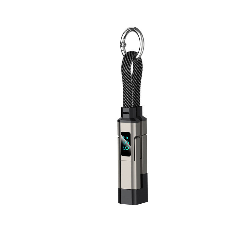 🔌📟 4-in-1 keychain oplaadkabel | Digitaal display, tot 65W+27W | Gevlochten nylon, zinkring | <0,5 m, 4 kleuren | 1/3/5 stuks | 50% KORTING!