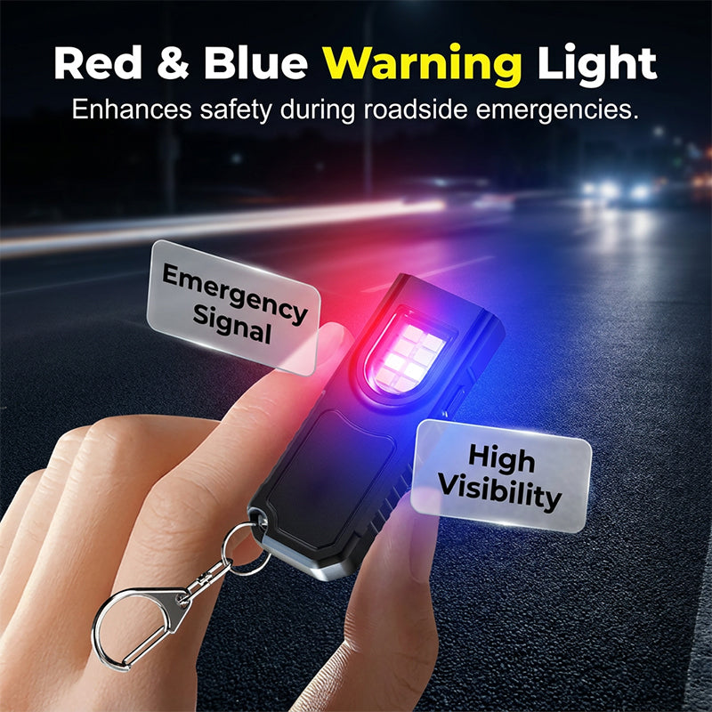 💥 50% korting! Magneet mini zaklamp – 25g ultralicht, magneetvoet, rood-blauw waarschuwingslicht – handsfree.
