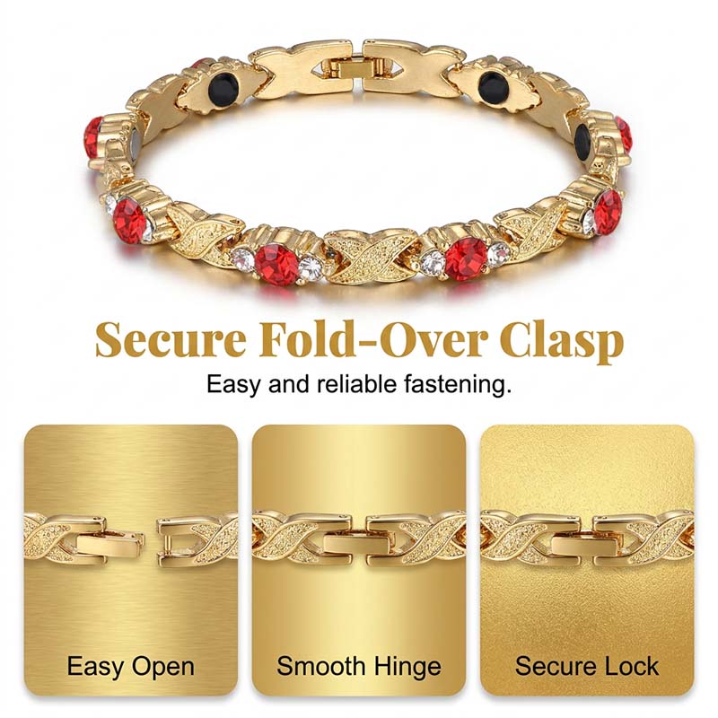 Modieuze magnetische armband met strass-steentjes