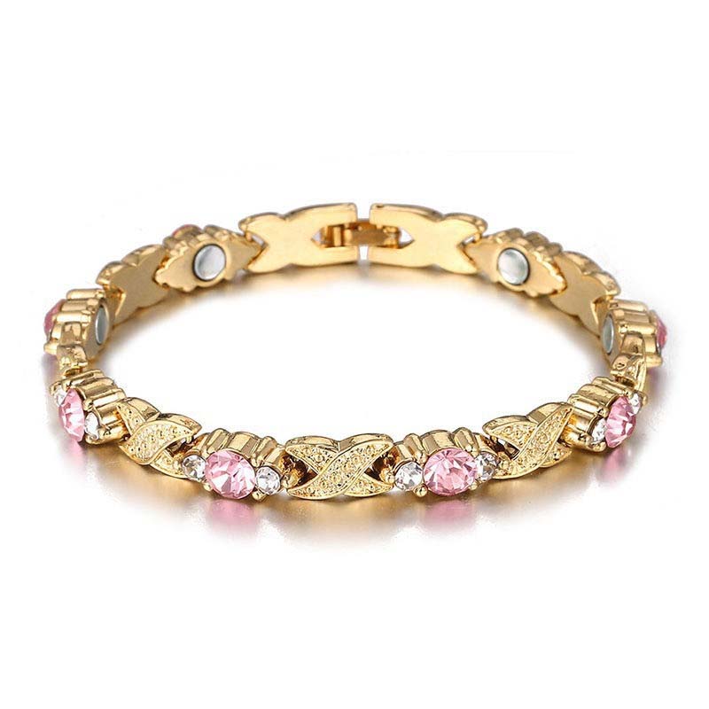 Modieuze magnetische armband met strass-steentjes