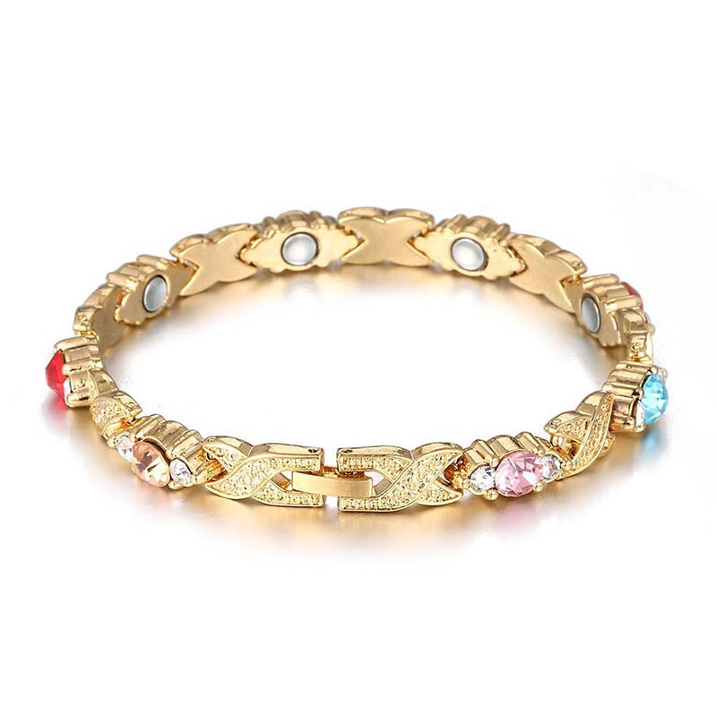 Modieuze magnetische armband met strass-steentjes