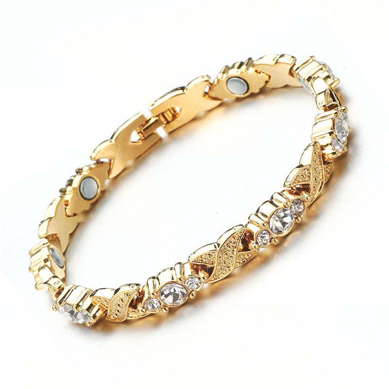 Modieuze magnetische armband met strass-steentjes