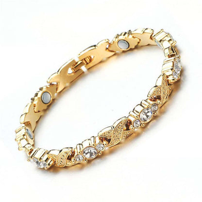 Modieuze magnetische armband met strass-steentjes