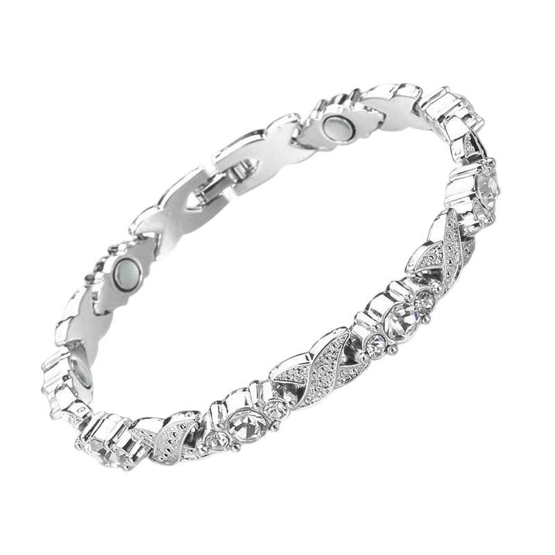 Modieuze magnetische armband met strass-steentjes